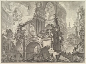 Del av en stor magnifik hamn anspelad av de gamla romarna, där interiören upptäcks ..., ca. 1749-50.