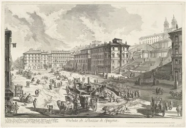 Piazza di Spagna i Rom Utsikt över Piazza di Spagna (titel på objekt) Gezichten op Rome (serietitel) Utsikt över Rom designad och graverad av Giambattista Piranesi-arkitekten Ve (nez) iano (serietitel)