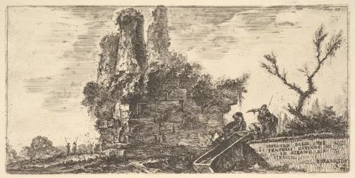 Plåt 27: De tre bröderna Curiatiis grav i Albano De tre brödernas grav C ..., ca. 1748.