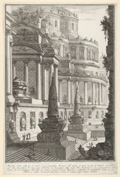 Plåt 3: Forntida mausoleum uppfört för askan efter en romersk kejsare Mausoleo antico ere..., 1743.