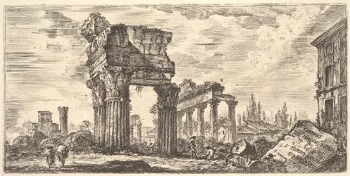 Plåt 7: Jupiters tempel Tonans Jupiter the Thunderer. 1. Konkordens tempel. Temp..., ca. 1748.