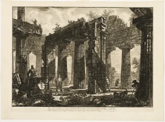 Bakifrån av resterna av pronaos av Neptunustemplet, ritade i de två föregående plåtarna, från olika vyer av Paestum
