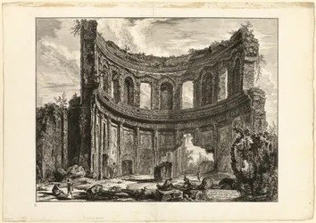 Rester av det så kallade Apollontemplet vid Hadrianus villa, Tivoli, från Views of Rome