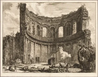 Rester av det så kallade Apollontemplet vid Hadrianus villa, Tivoli, från Views of Rome