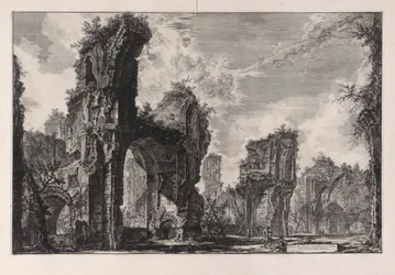 Ruinerna av Sisto, eller båda av den stora salen av Antoninian Baths (ruinerna av Xystus, eller det kan vara av Central Hall of the Antonine Baths [Baths of Caracalla]) från Vedute di Roma (Utsikt över Rom)