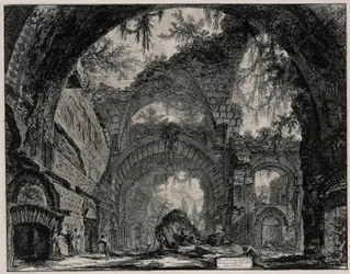 Ruiner av ett statygalleri i Hadrianus villa nära Tivoli (ur: Vedute di Roma)