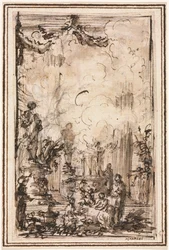 Offeroffer i ett tempel, efter 1750.
