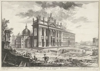 Sint-Jan van Lateranen i Rom Utsikt över basilikan S. Giovanni Laterano (titel på objekt) Gezichten op Rome (serietitel) Utsikter över Rom tecknade och graverade av Giambattista Piranesi-arkitekten Ve(nez)iano (serietitel)