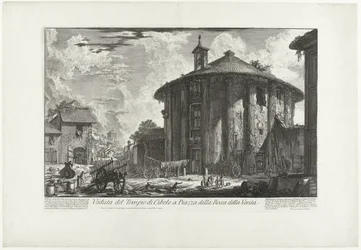 Tempel van Hercules Invictus te Rome (titel på objekt) Utsikt över Cybele-templet på Piazza della Bocca della Verità (titel på objektet) Gezichten op Rome (serietitel) Utsikt över Rom designad och graverad av Giambattista Piranesi-arkitekten Ve (nez) iano 