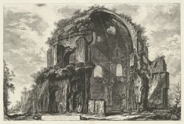 Tempel van Minerva Medica te Rom Utsikt över det åttakantiga templet Minerva Medica (titel på objekt) Gezichten op Rome (serietitel) Utsikter över Rom tecknade och graverade av Giambattista Piranesi-arkitekten Ve(nez)iano (serietitel)