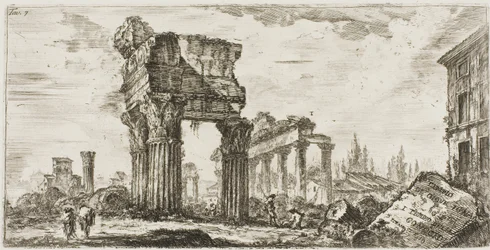 Temple of Jupiter Tonans [Jupiter the Thunderer]. 1. Temple of Concord, skylt 7 från Some Views of Triumphal Arches and other monuments