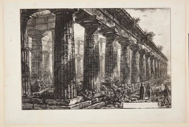 Neptunustemplet i Paestum, sett från sidan och tecknat större än på den första planschen