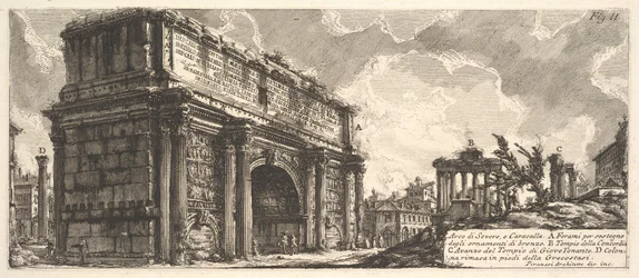 Bågen av Septimius Severus Arco di Severo, från Caracalla, ca. 1756