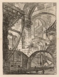 The Prisons: A Perspective of Arches with a Smoking Fire, 1745-1750.