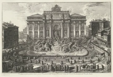 Trevifontein i Rom Perspektivvy av den stora Fontana dell