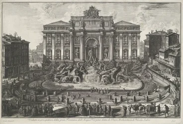 Trevifontein i Rom Perspektivvy av den stora Fontana dell