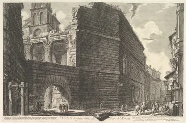 Utsikt över resterna av Forum of Nerva, larcade et la muraille Augustus Forum [err ..., 1757.