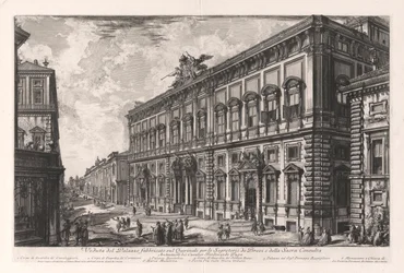 Utsikt över Palazzo byggt på Quirinal för sekreteraren för Briefs och det heliga rådet, från Vedute di Roma (Utsikt över Rom)