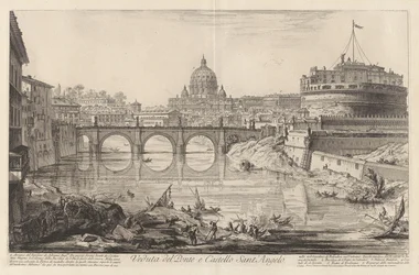 Vy över bron och Castel Sant