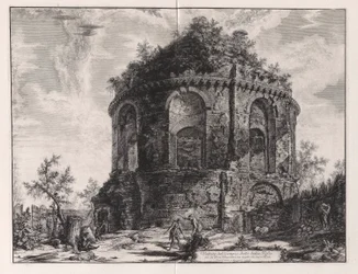 Utsikt över det så kallade hosttemplet på Via Tiburtina, en mil från Tivoli, från Vedute di Roma (Utsikt över Rom)
