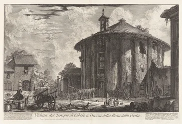 Utsikt över Cybeletemplet på Piazza della Bocca della Verit? (Utsikt över Cybeletemplet på Piazza av Bocca della Verit?), Från Vedute di Roma (Utsikt över Rom)