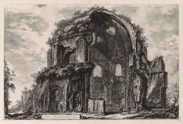 Utsikt över Minerva Medicas åttakantiga tempel [som nu anses ha varit ett nymfaeum i Horti Liciniani eller Licinius trädgårdar]), från Vedute di Roma (Utsikt över Rom)