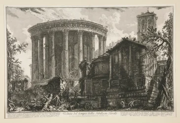 Vy över Sibylltemplet i Tivoli, från Vedute di Roma