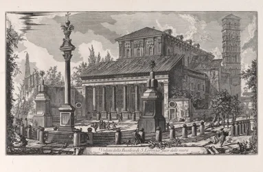 Utsikt över basilikan San Lorenzo fuori delle Mura, från Vedute di Roma (Utsikt över Rom)