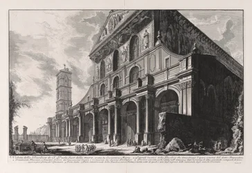 Utsikt över basilikan San Paolo fuori delle Mura, byggd av Konstantin den store, från Vedute di Roma (Utsikt över Rom)