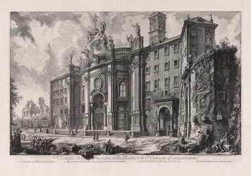 Utsikt över det heliga korsets basilika i Jerusalem (Utsikt över Fa? Ade över det heliga korsets basilika i Jerusalem), från Vedute di Roma (Utsikt över Rom)