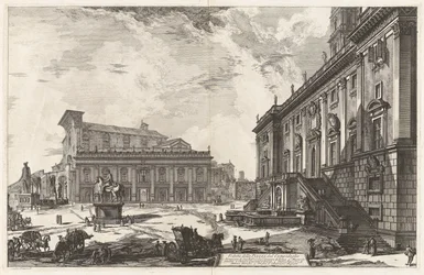 Utsikt över Piazza del Campidoglio, från Vedute di Roma (Utsikt över Rom)
