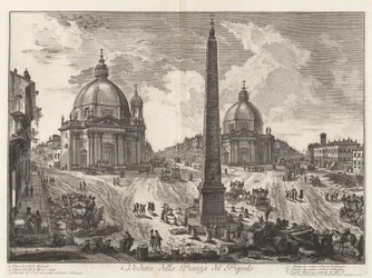 Utsikt över Piazza del Popolo, från Vedute di Roma (Utsikt över Rom)