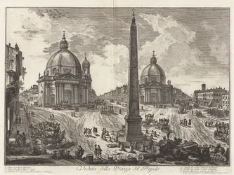 Vy över Piazza del Popolo, ur Vedute di Roma (Vyer över Rom)