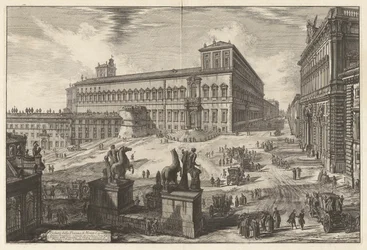 Utsikt över Piazza di Monte Cavallo (Utsikt över Piazza di Monte Cavallo [Piazza del Quirinale med Quirinalpalatset i centrum]), från Vedute di Roma (Utsikt över Rom)