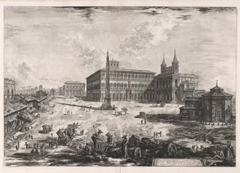 Utsikt över torget och basilikan S. Giovanni in Laterano (utsikt över torget och basilikan San Giovanni in Laterano), från Vedute di Roma (utsikt över Rom)