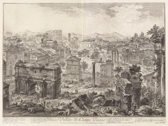 Veduta di Campo Vaccino (Utsikt över Campo Vaccino [Forum Romanum, från Capitoline Hill]), från Vedute di Roma (Utsikt över Rom)