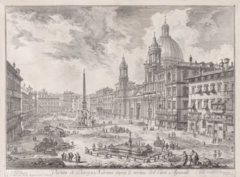 Vy över Piazza Navona ovanför ruinerna av Circus Agonalis, ur Vedute di Roma (Vyer över Rom)