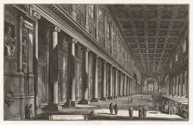 Interiörvy av basilikan Santa Maria Maggiore, från Vedute di Roma (utsikt över Rom)
