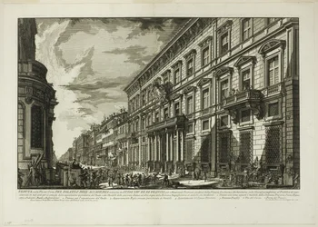 Vy längs Via del Corso över Palazzo dell