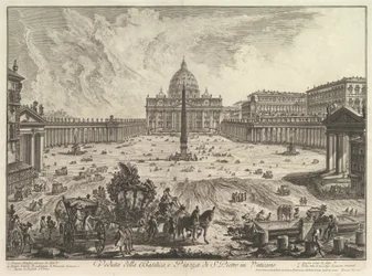 Utsikt över Peterskyrkan och torget i Vatikanen, ur Vedute di Roma (Romerska vyer)