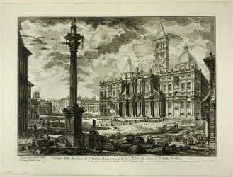 Utsikt över basilikan S. Maria Maggiore med sina två flankerande vingar, från utsikt över Rom