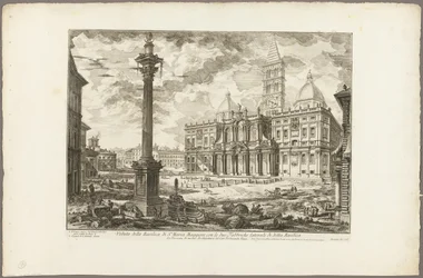 Utsikt över basilikan S. Maria Maggiore med sina två flankerande vingar, från utsikt över Rom