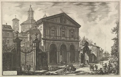 Vy över basilikan San Sebastiano fuori delle mura [Sankt Sebastian utanför murarna] vid Via Appia, ur Vedute di Roma (Romerska vyer)