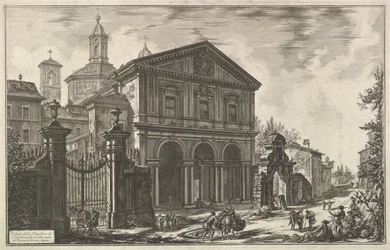 Utsikt över basilikan San Sebastiano utanför murarna [St. Sebastian utanför muren ..., ca. 1750.