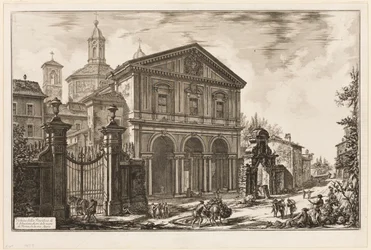 Utsikt över basilikan San Sebastiano fuori delle mura [St. Sebastian utanför murarna] på Appian Way, från Views of Rome