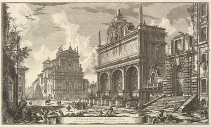 Utsikt över fontänhuvudet av Acqua Felice...., från Vedute di Roma Roman Views, ca. 1751.