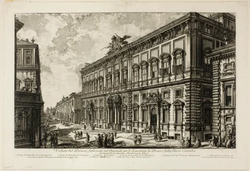 Utsikt över Palazzo della Consulta på Quirinal som inrymmer det påvliga sekretariatet, från utsikt över Rom