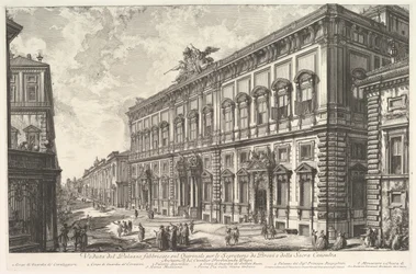 Utsikt över Palazzo della Consulta på Quirinal som inrymmer det påvliga sekretariatet, i..., ca. 1760-78.