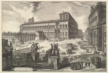 Utsikt över Piazza di monte Cavallo, från utsikt över Rom romersk utsikt, ca. 1773.