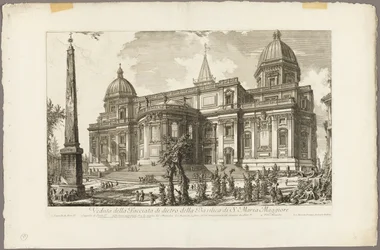 Utsikt över den bakre ingången till basilikan S. Maria Maggiore, från utsikt över Rom